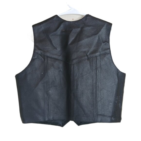 Genuine Leather Vest Boys 3XL Black Western Yosemite Sam Embroidered Vtg 80s 90s - Picture 3 of 4